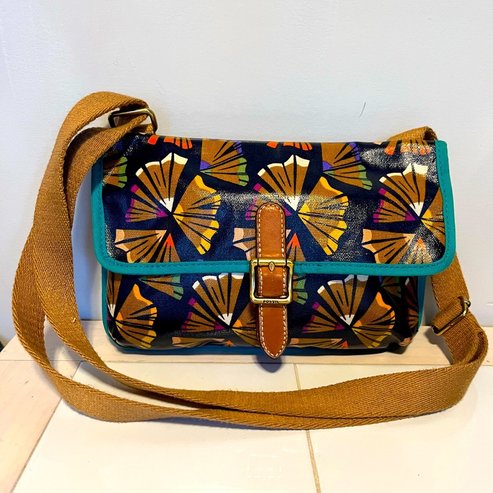 Fossil coated canvas crossbody bag